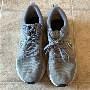 Nike React Gray Mesh Athletic Shoes with Lace-Up Design